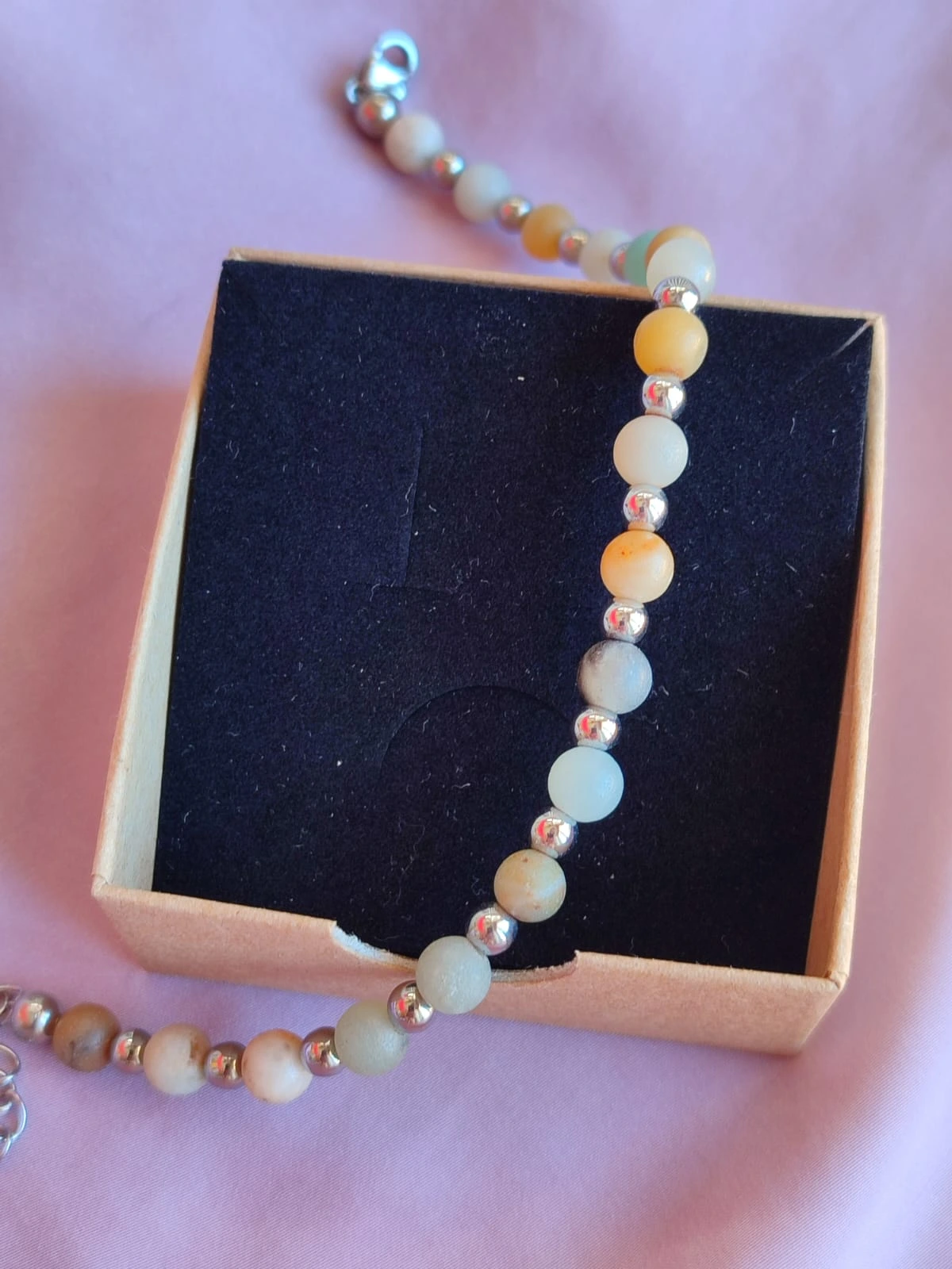 Onde di Meliora – Bracciale in Acciaio con Amazzonite Multicolor | Il Laboratorio delle Pietre