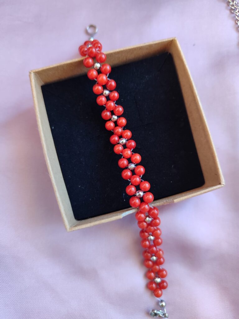 Fiore di Coralia – Bracciale in Corallo Rosso Bamboo